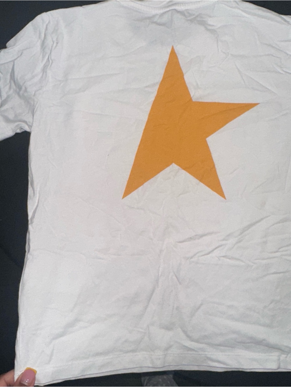 Golden Goose White Box Label with Black Text and Yellow Accent